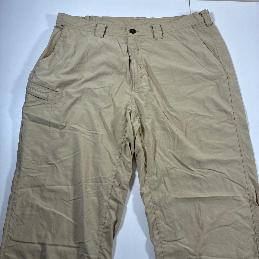 ExOfficio Hiking Pants 36x30 Tan Nylon Travel Lightweight Cargo (Tag 38)